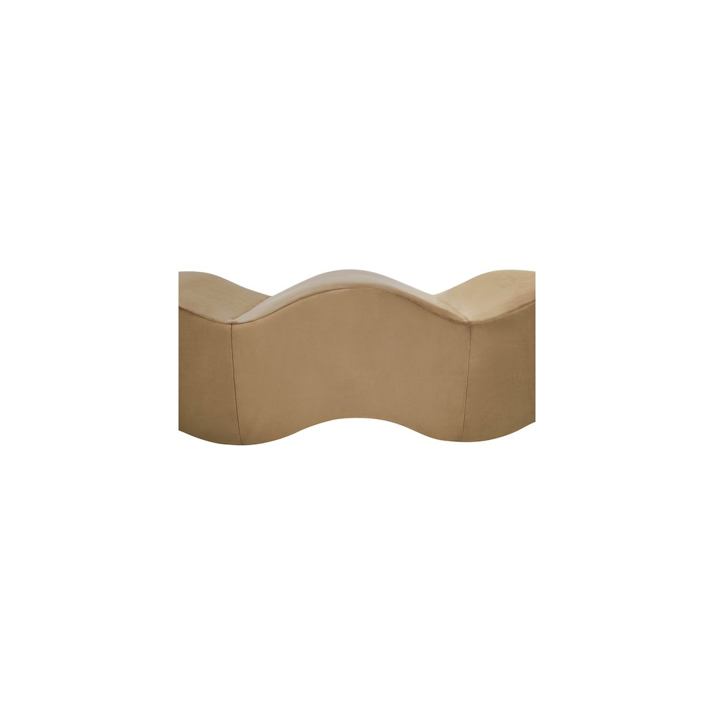 Wave Beige Velvet Bench. Picture 8