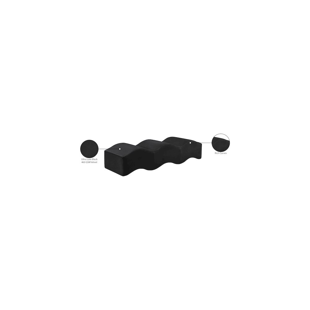 Wave Black Velvet Bench. Picture 13