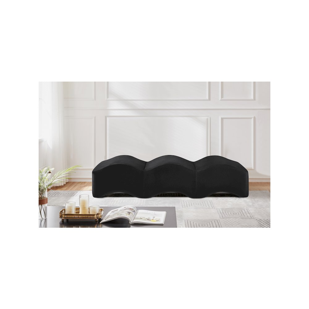 Wave Black Velvet Bench. Picture 2