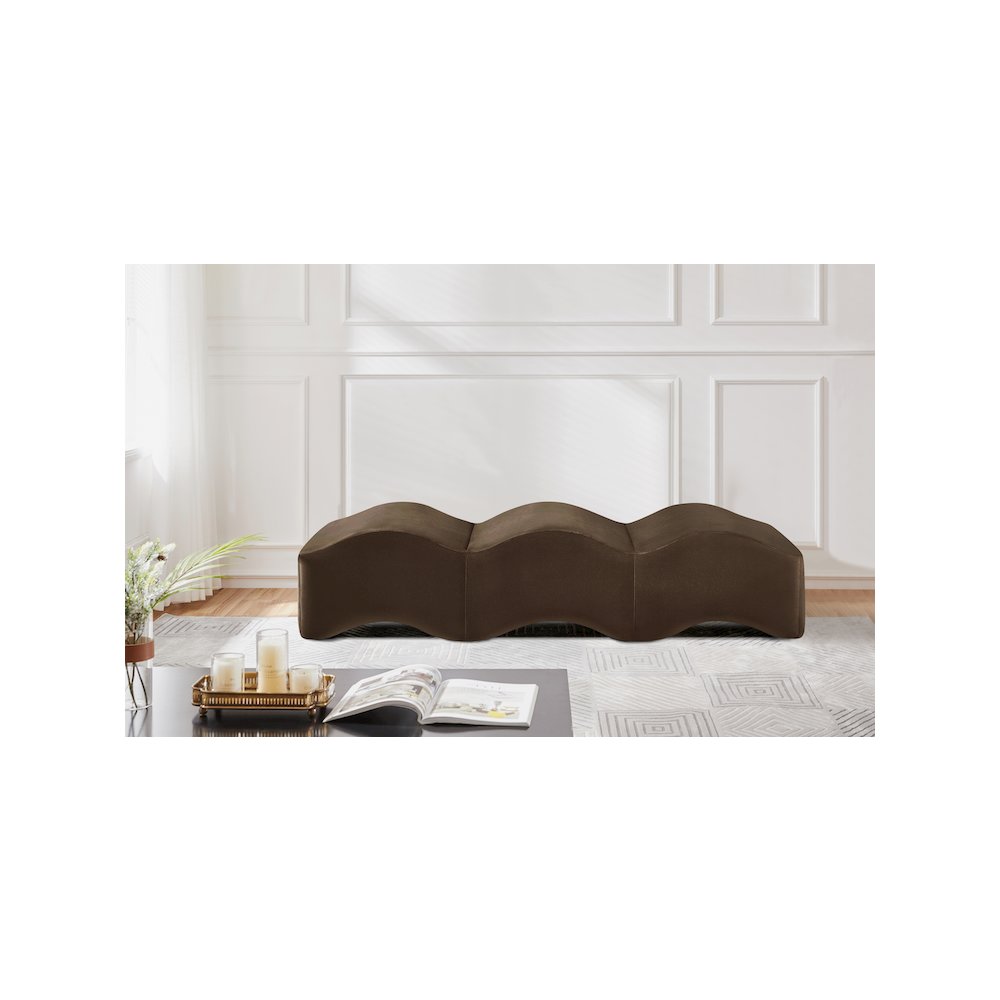 Wave Brown Velvet Bench. Picture 2