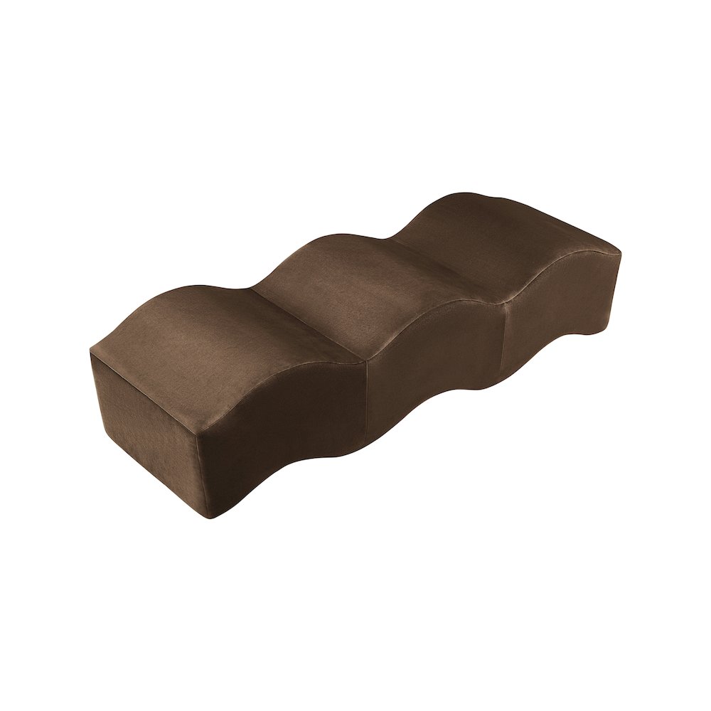 Wave Brown Velvet Bench. Picture 3