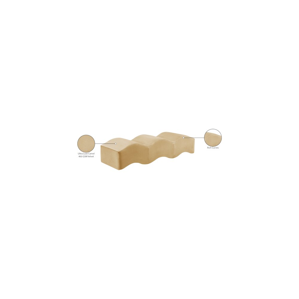 Wave Camel Velvet Bench. Picture 13