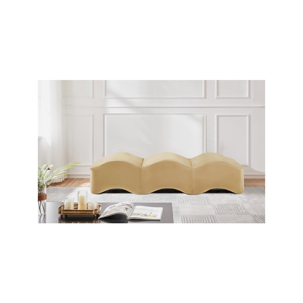Wave Camel Velvet Bench. Picture 2