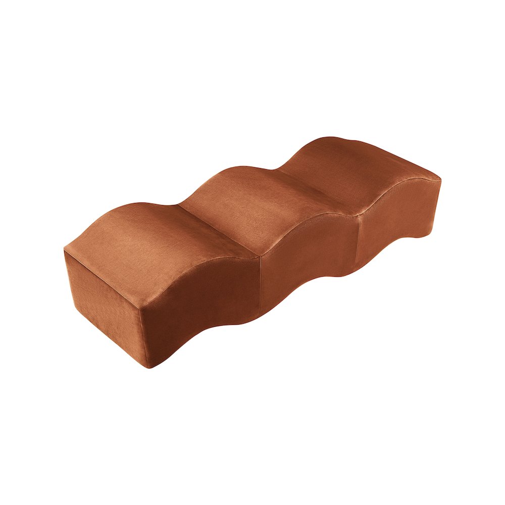 Wave Cognac Velvet Bench. Picture 3