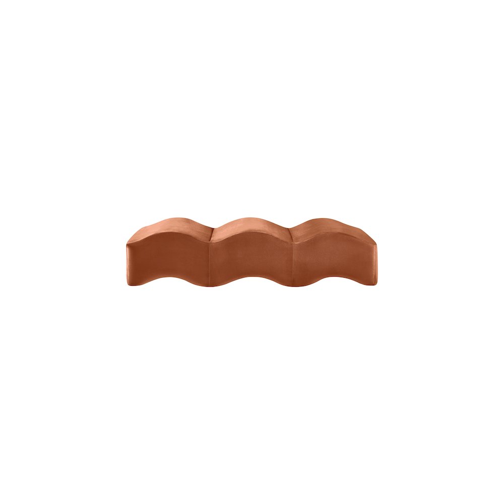 Wave Cognac Velvet Bench. Picture 4