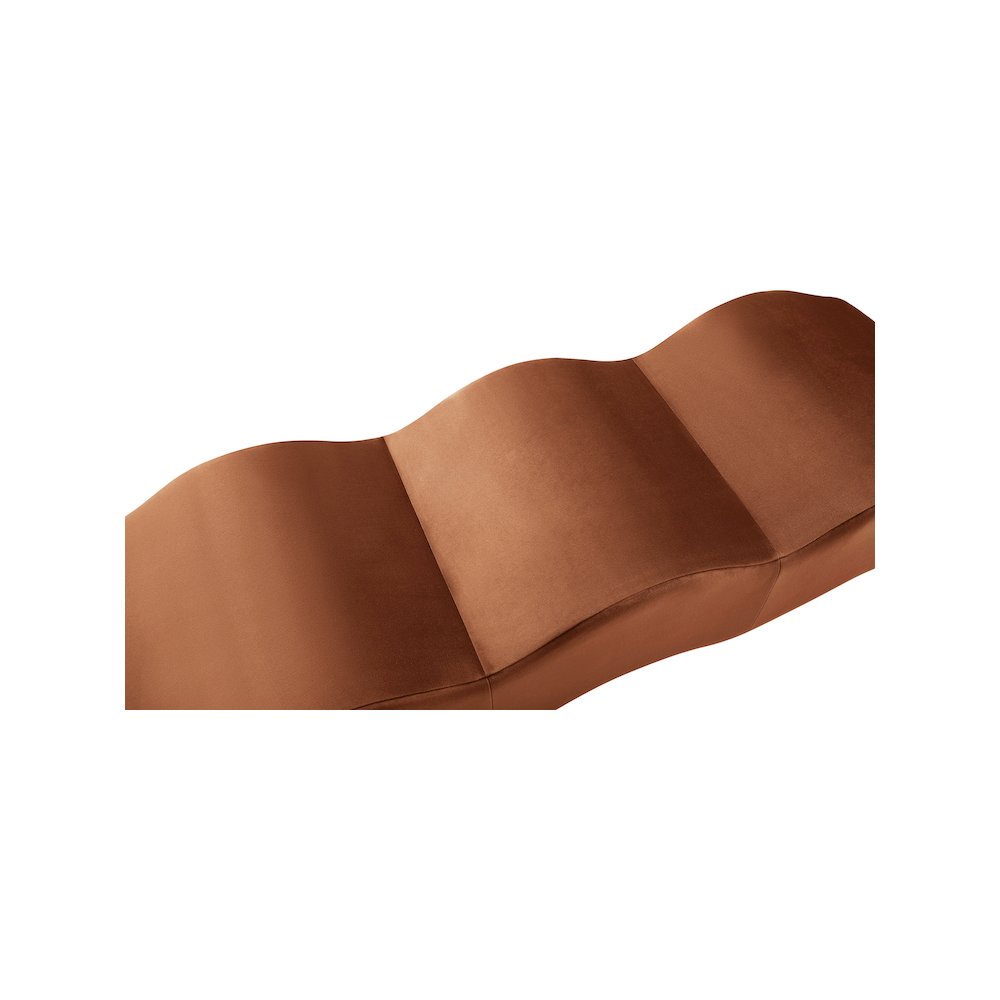 Wave Cognac Velvet Bench. Picture 7