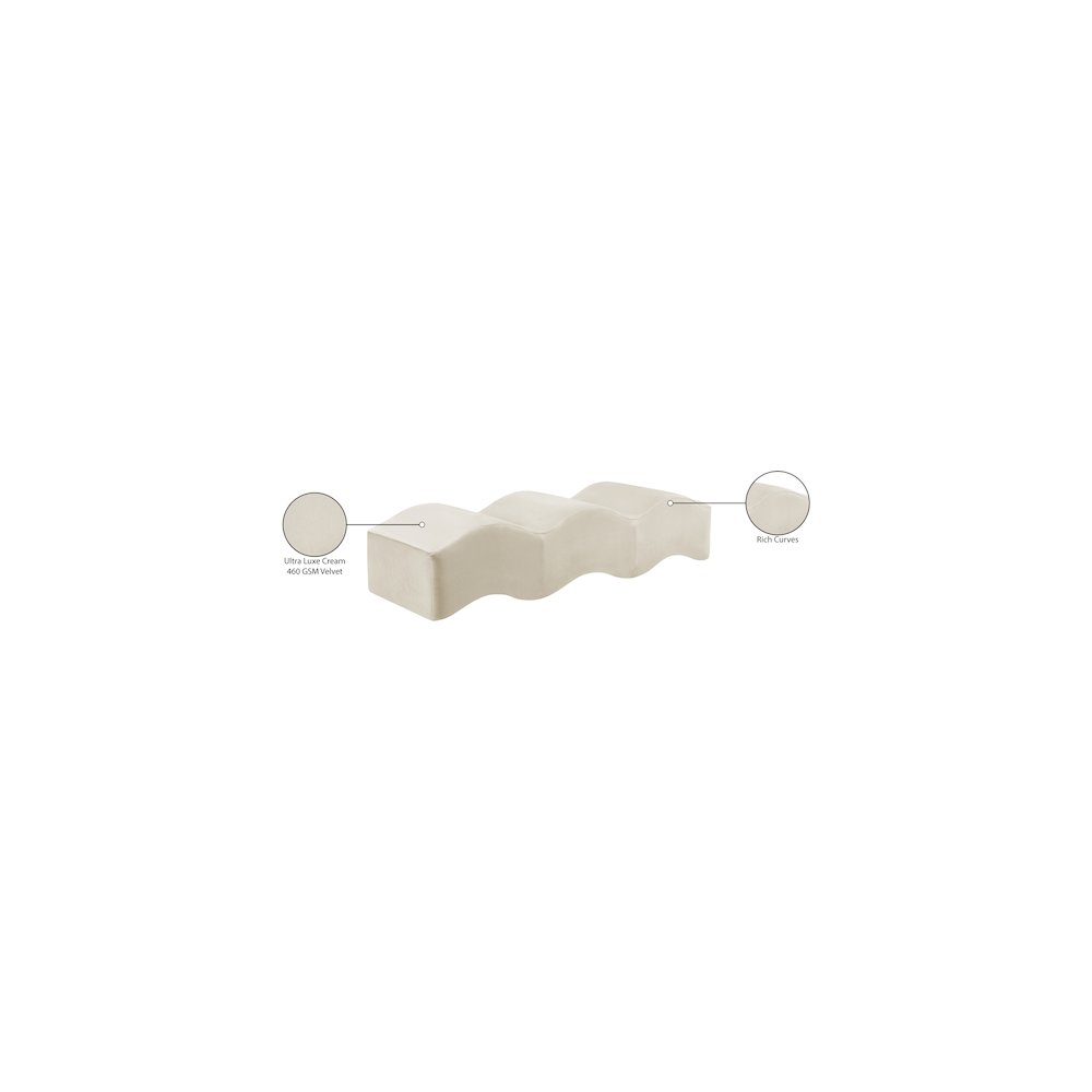 Wave Cream Velvet Bench. Picture 13