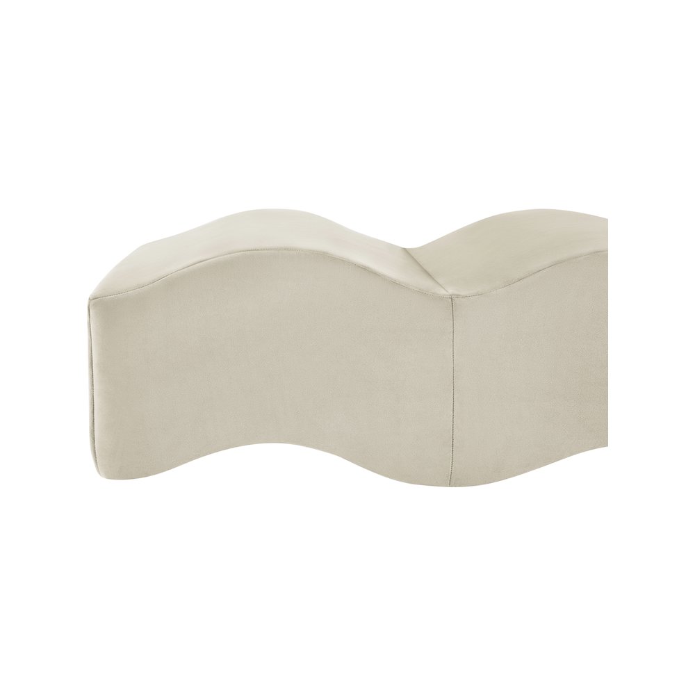 Wave Cream Velvet Bench. Picture 10