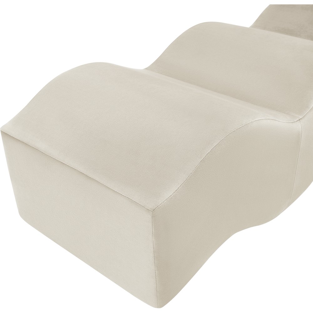 Wave Cream Velvet Bench. Picture 11