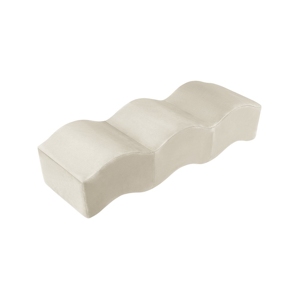 Wave Cream Velvet Bench. Picture 3