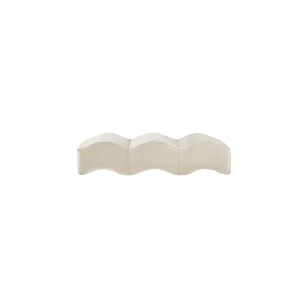 Wave Cream Velvet Bench. Picture 4