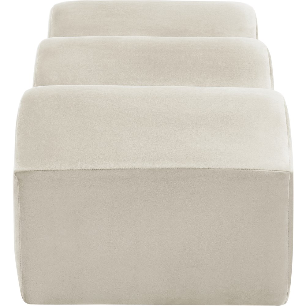 Wave Cream Velvet Bench. Picture 5