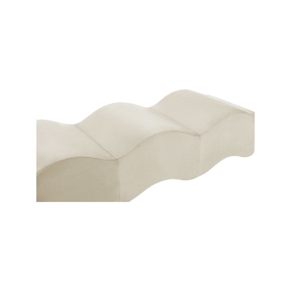 Wave Cream Velvet Bench. Picture 6