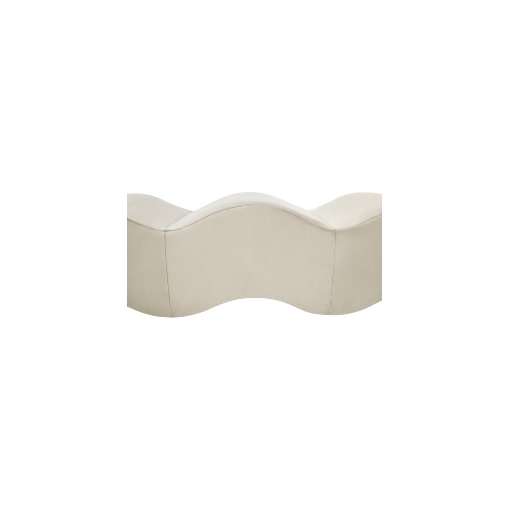Wave Cream Velvet Bench. Picture 8