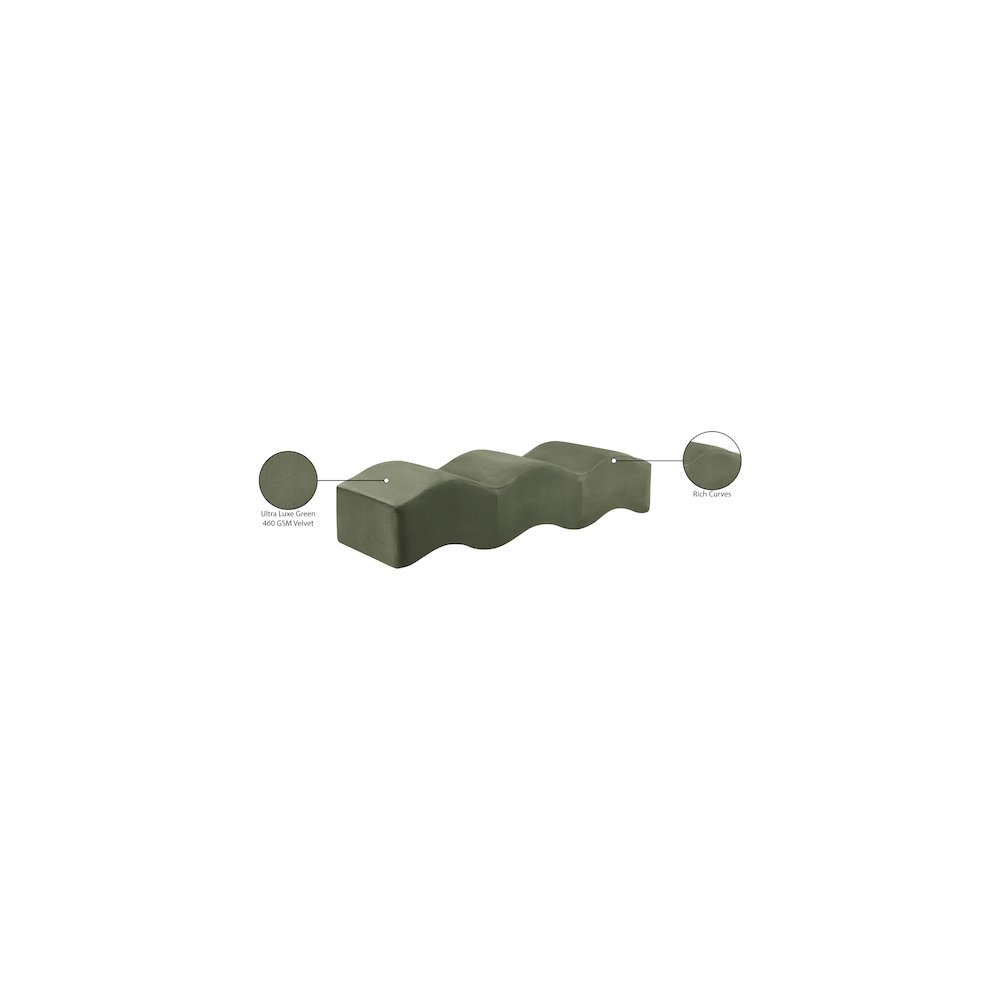Wave Green Velvet Bench. Picture 13