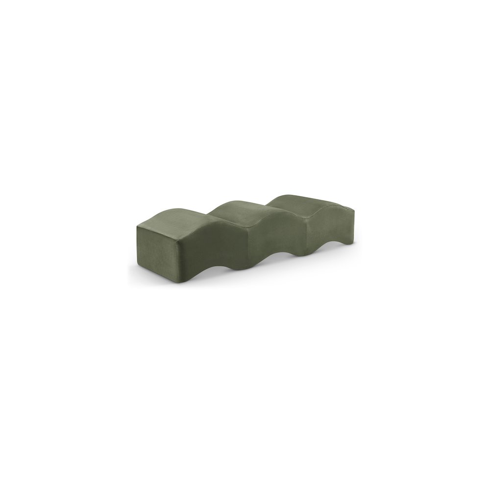 Wave Green Velvet Bench. Picture 1