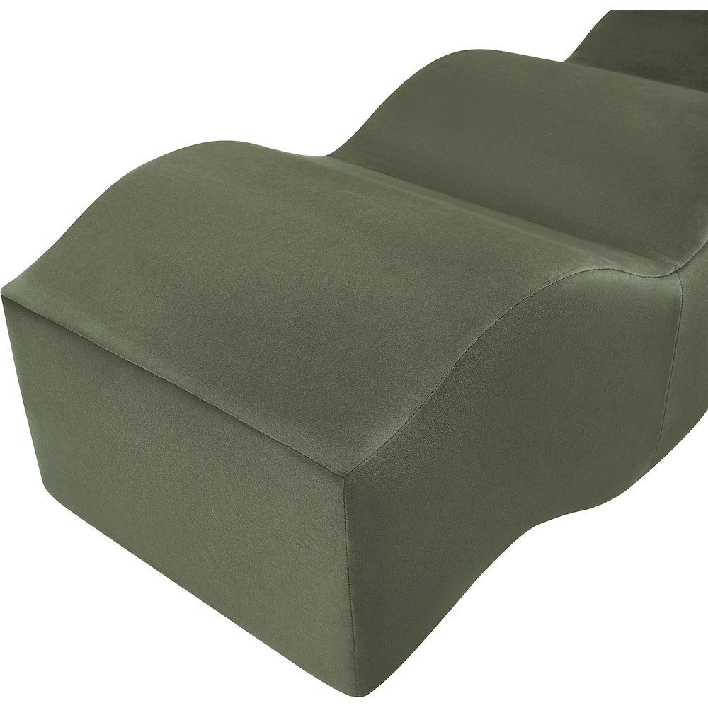 Wave Green Velvet Bench. Picture 11