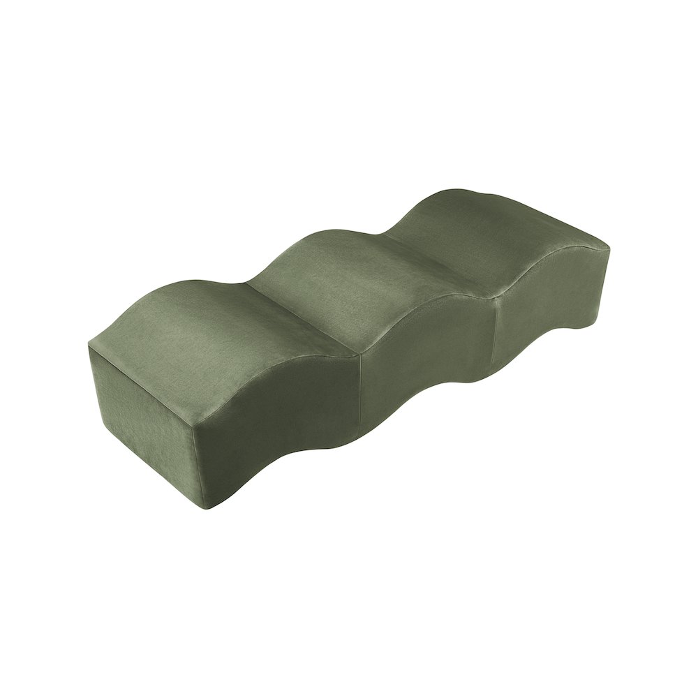 Wave Green Velvet Bench. Picture 3