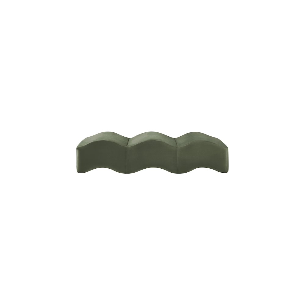 Wave Green Velvet Bench. Picture 4