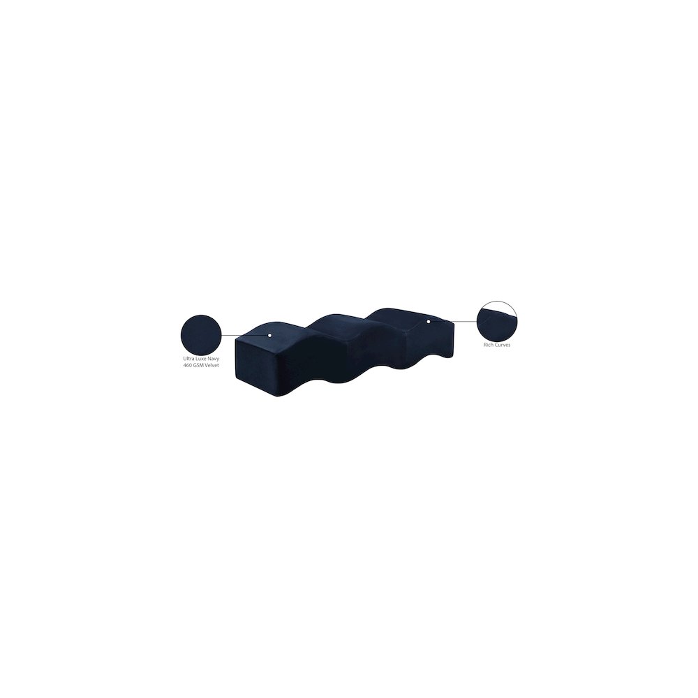 Wave Navy Velvet Bench. Picture 13