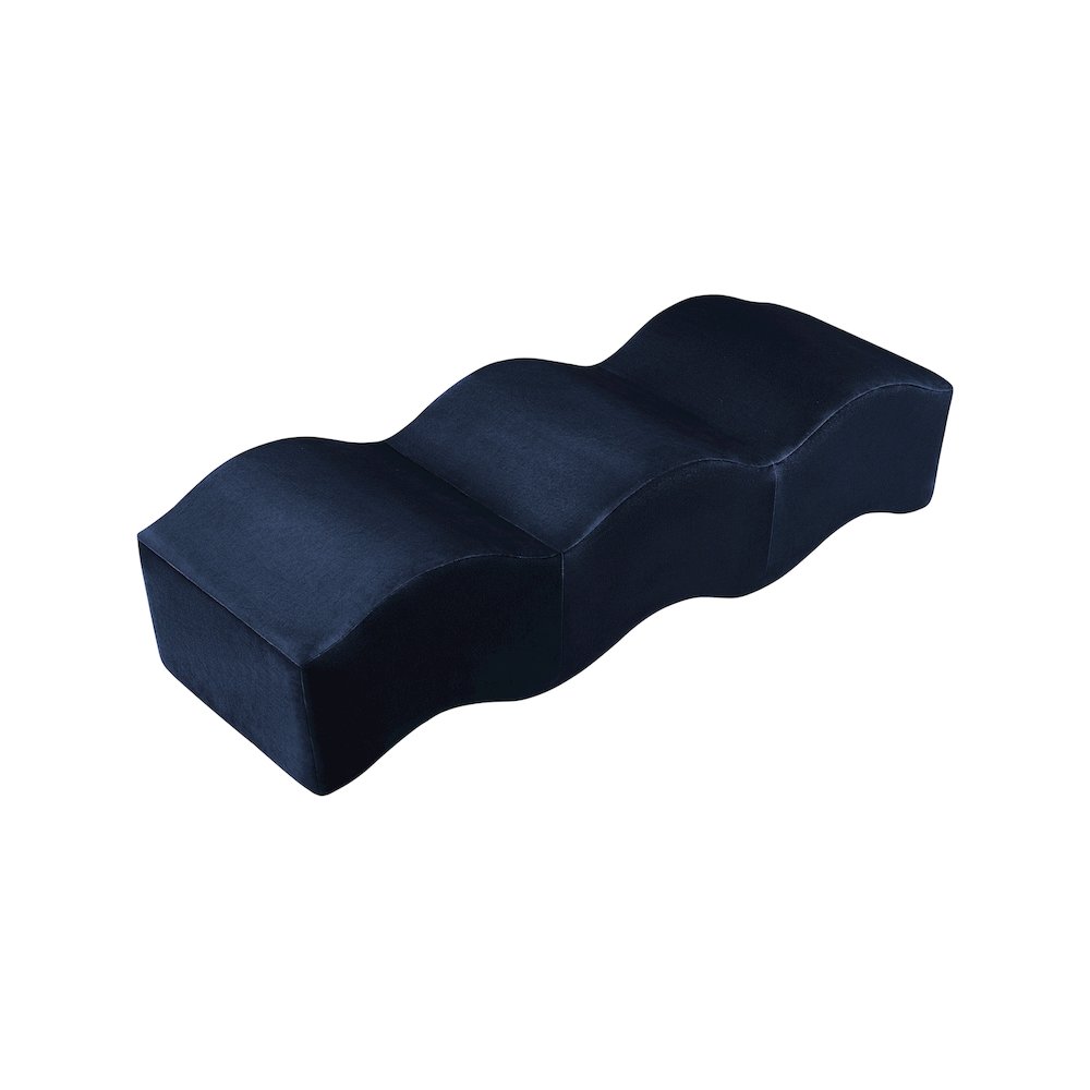 Wave Navy Velvet Bench. Picture 3
