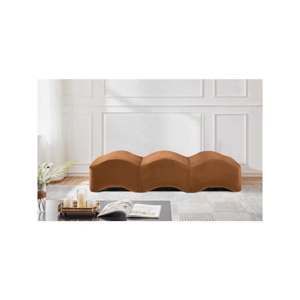 Wave Saddle Velvet Bench. Picture 2