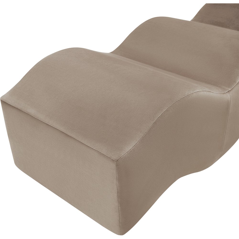Wave Taupe Velvet Bench. Picture 11