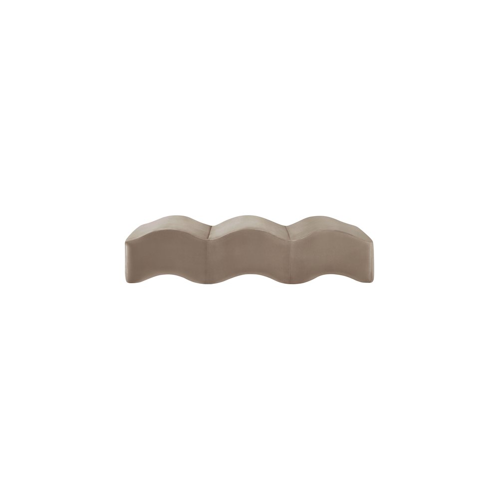 Wave Taupe Velvet Bench. Picture 4