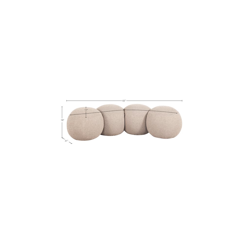 Apollo Beige Boucle Fabric Bench. Picture 9