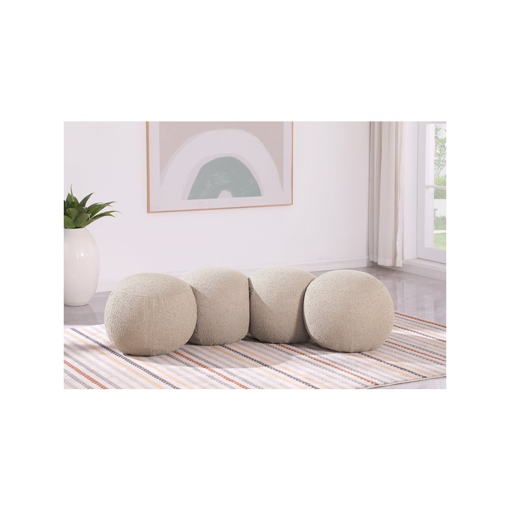 Apollo Beige Boucle Fabric Bench. Picture 2