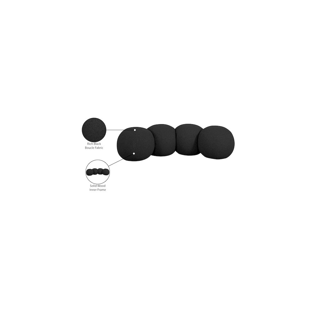 Apollo Black Boucle Fabric Bench. Picture 10