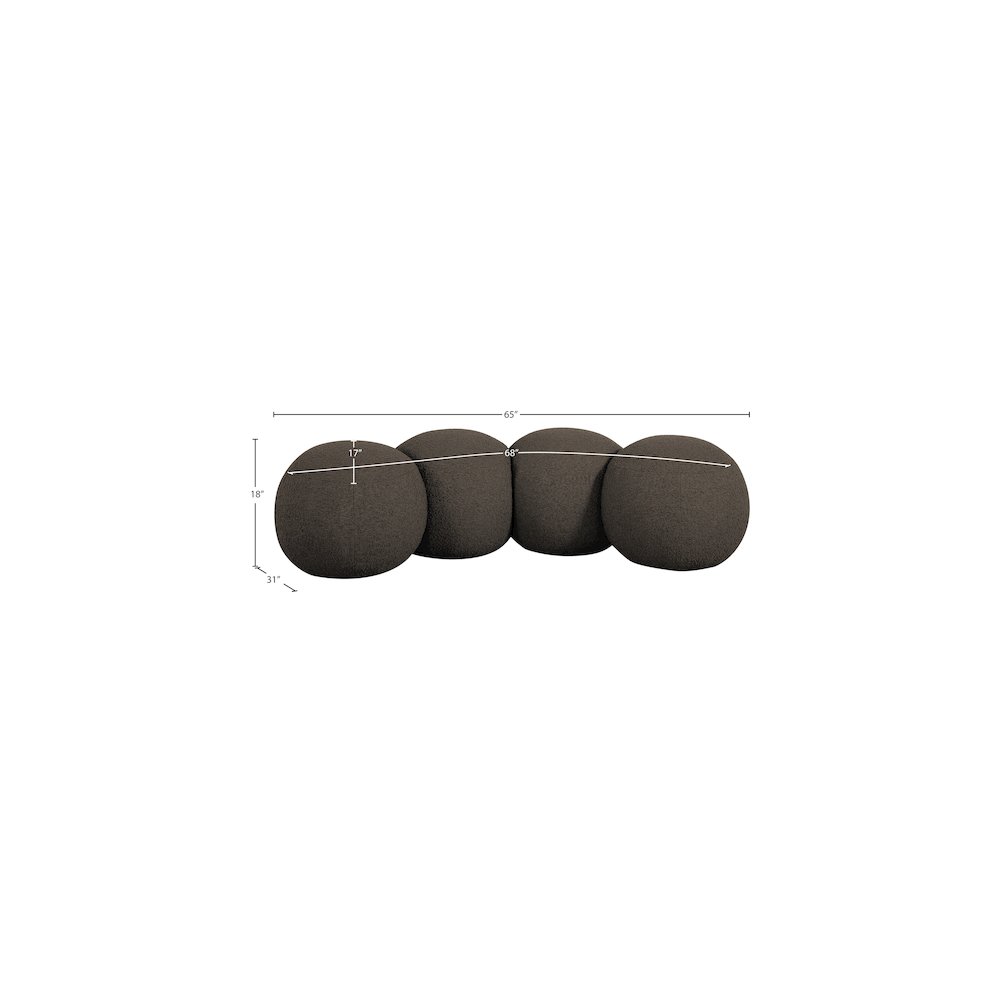 Apollo Brown Boucle Fabric Bench. Picture 9