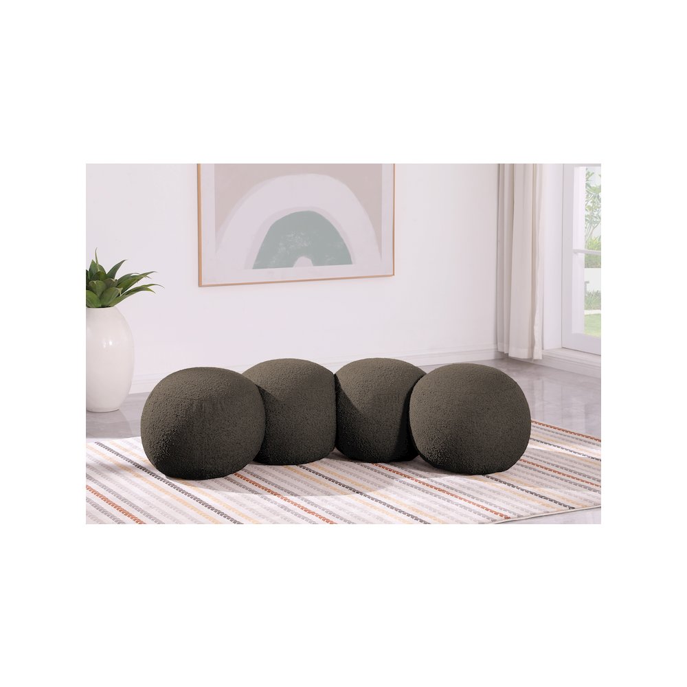 Apollo Brown Boucle Fabric Bench. Picture 2
