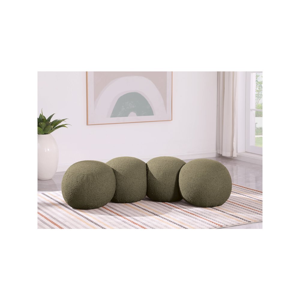 Apollo Olive Boucle Fabric Bench. Picture 2