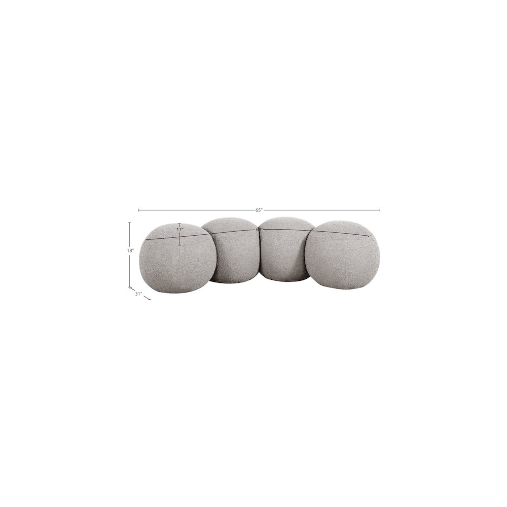 Apollo Taupe Boucle Fabric Bench. Picture 9