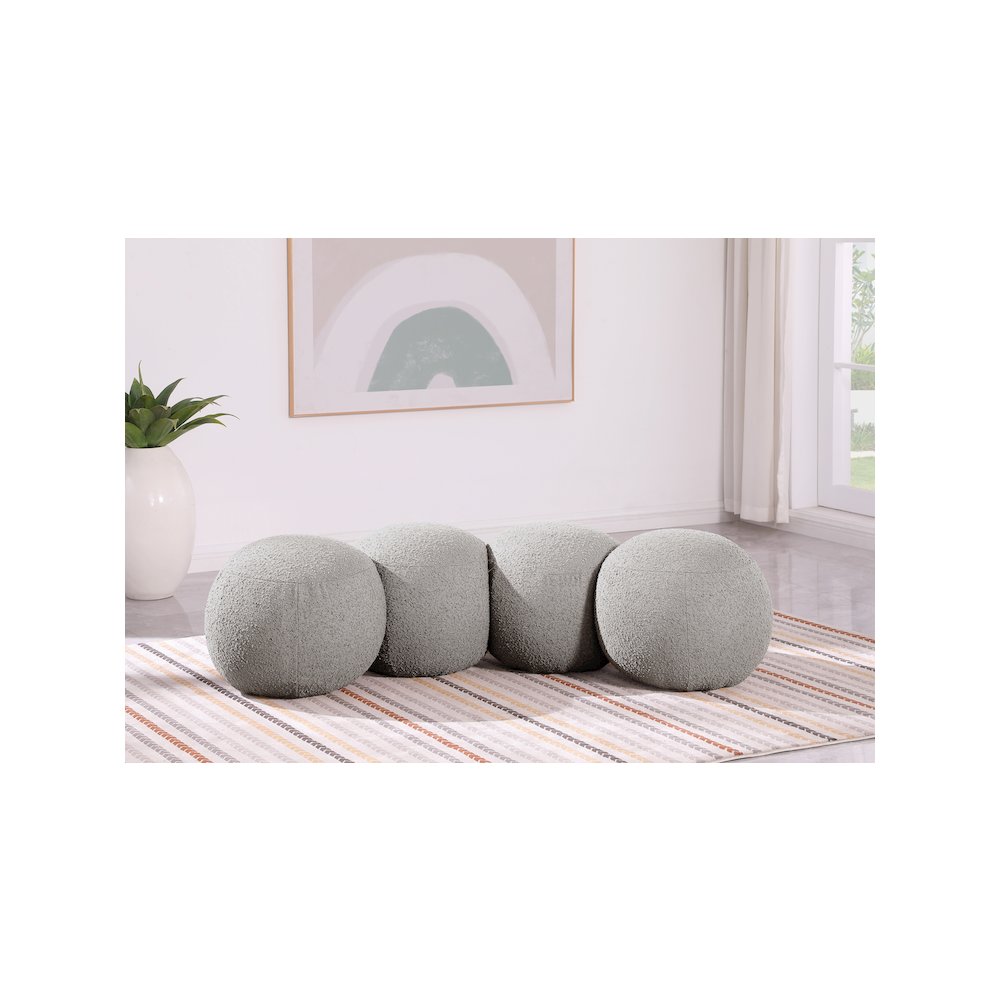 Apollo Taupe Boucle Fabric Bench. Picture 2