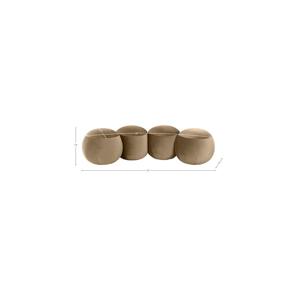 Apollo Beige Velvet Bench. Picture 9