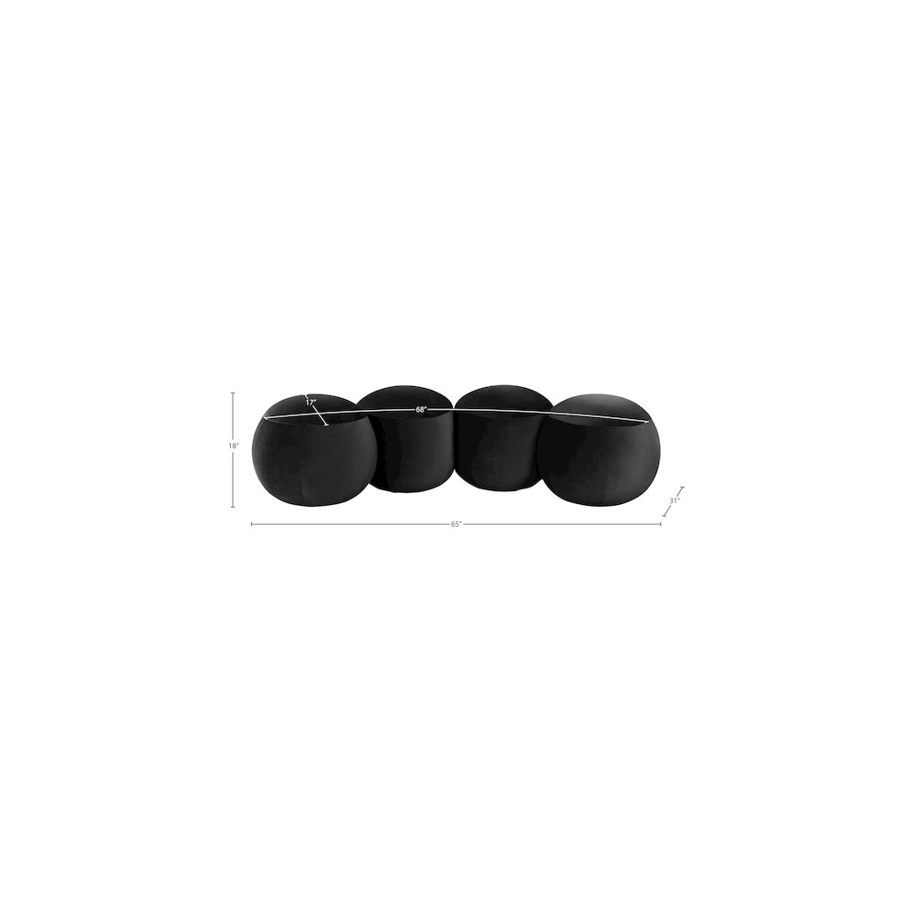 Apollo Black Velvet Bench. Picture 9