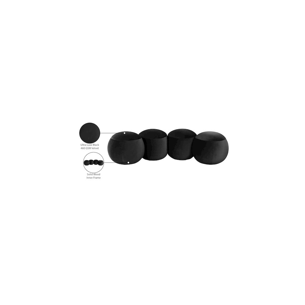 Apollo Black Velvet Bench. Picture 10