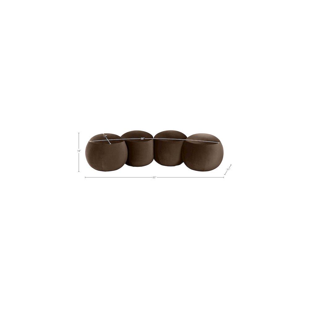 Apollo Brown Velvet Bench. Picture 9
