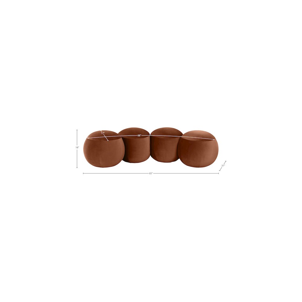 Apollo Cognac Velvet Bench. Picture 9