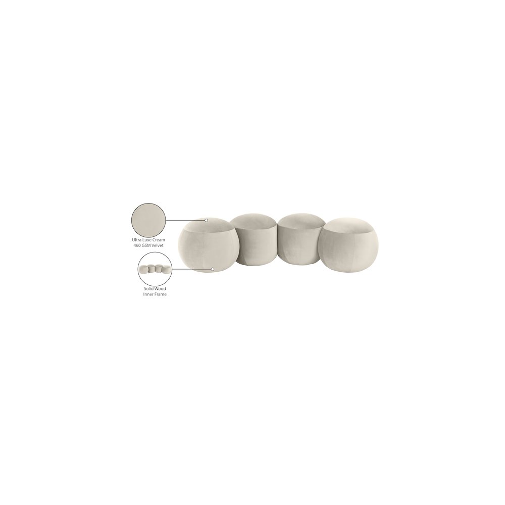 Apollo Cream Velvet Bench. Picture 10