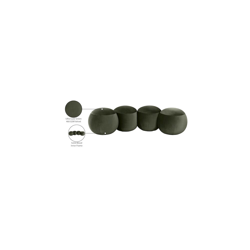 Apollo Green Velvet Bench. Picture 10