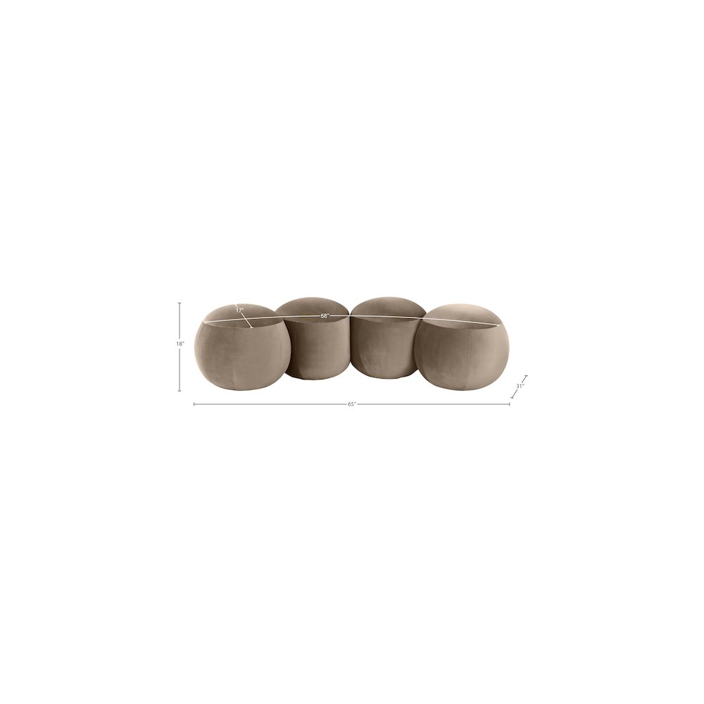 Apollo Taupe Velvet Bench. Picture 9