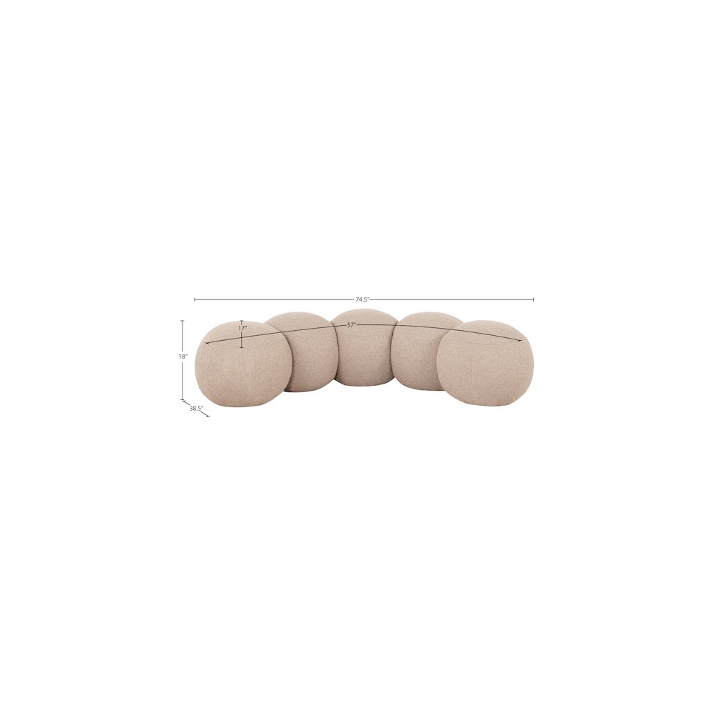 Apollo Beige Boucle Fabric Bench. Picture 9