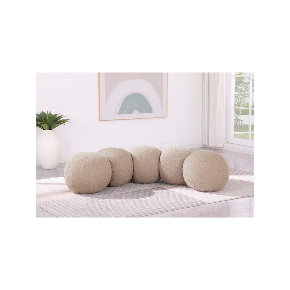 Apollo Beige Boucle Fabric Bench. Picture 2