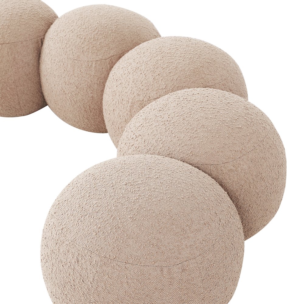 Apollo Beige Boucle Fabric Bench. Picture 7