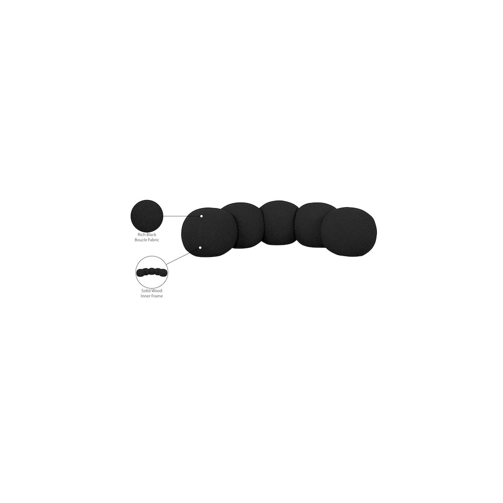 Apollo Black Boucle Fabric Bench. Picture 10