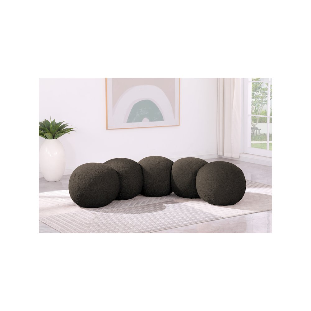 Apollo Brown Boucle Fabric Bench. Picture 2