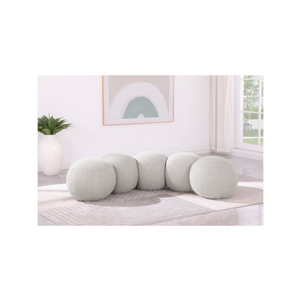 Apollo Cream Boucle Fabric Bench. Picture 2